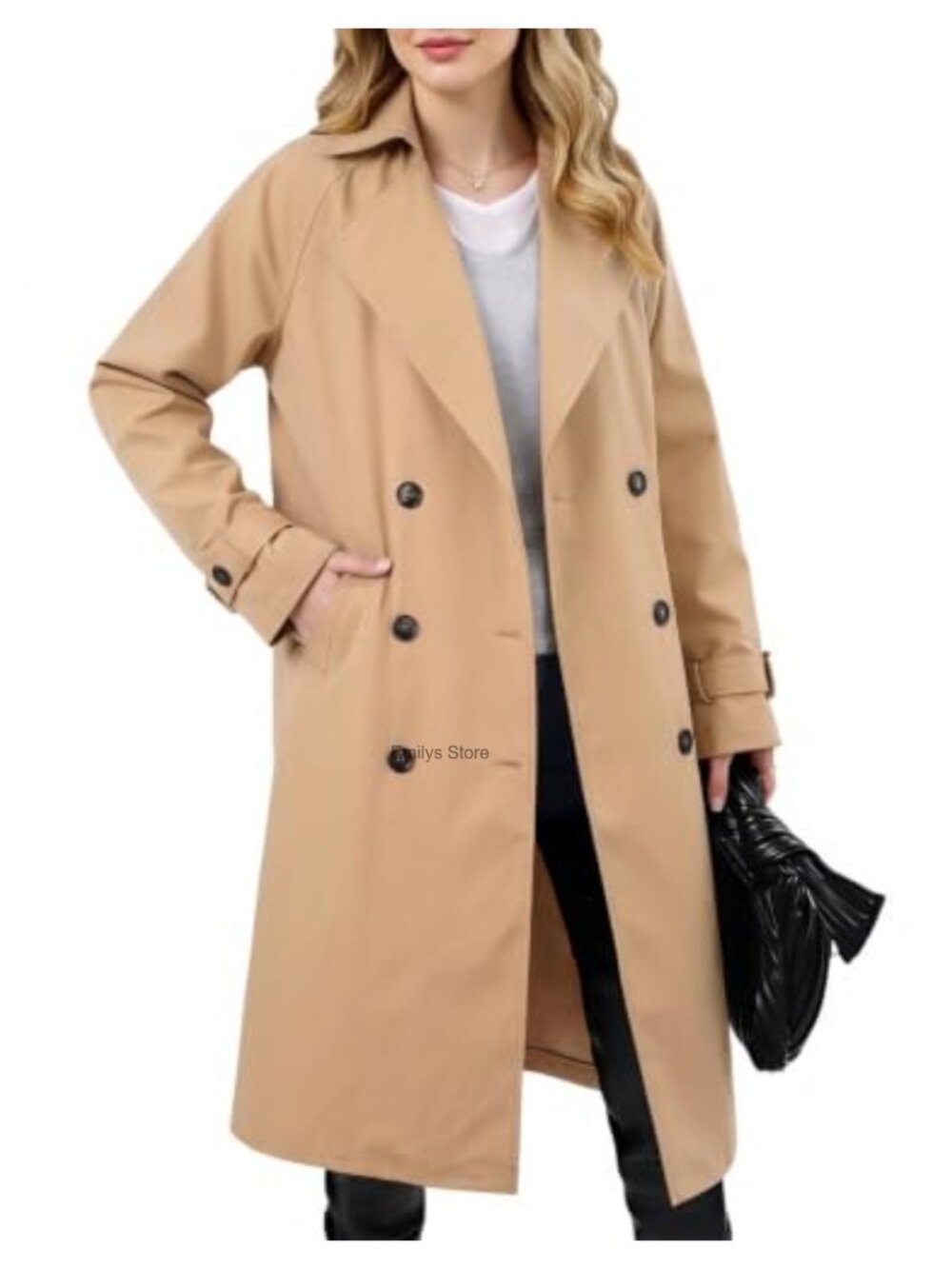 Women's Double Breasted Trench Coat with Belt